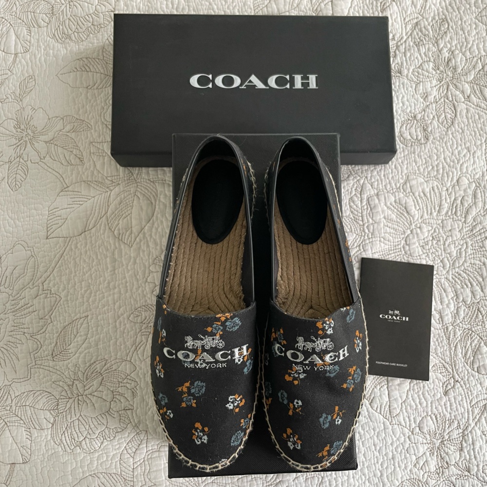 Coach Black Floral Espadrilles for Women 9US